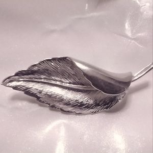 Silver tone Leaf Brooch by Alison Reed 3" long